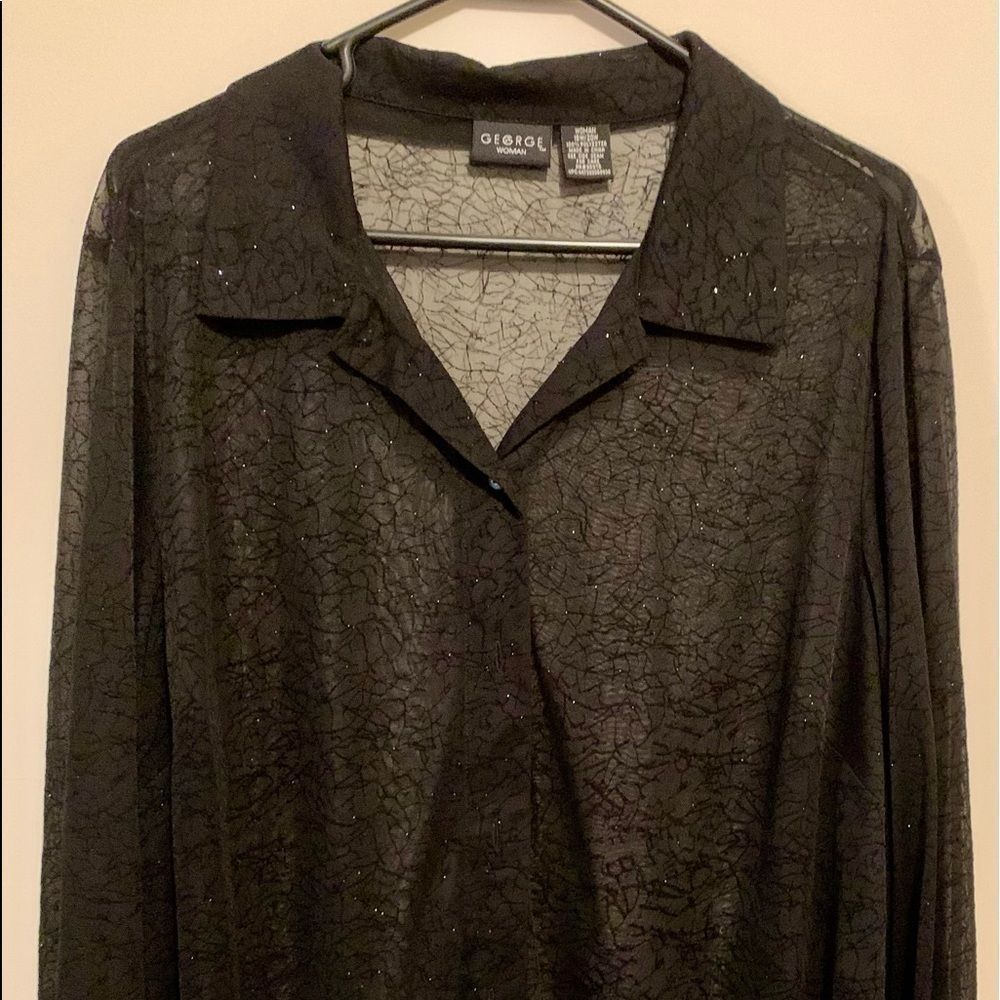 George Spider-web Silver sparkle Blacksheer Top 18/20 (S-133)